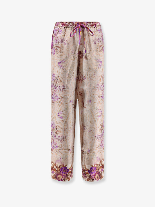 Silk trousers with mulitcolor print all-over