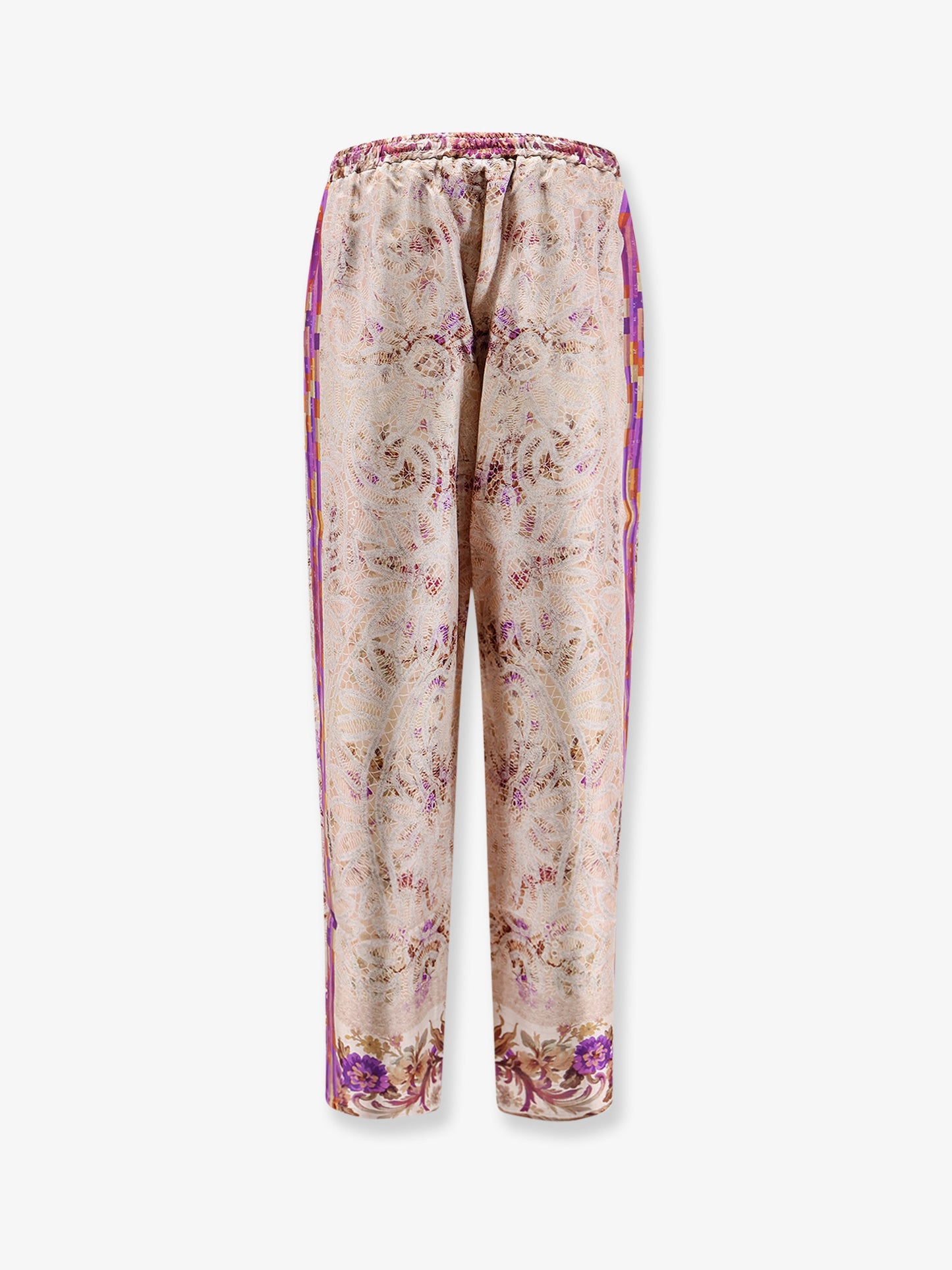 Silk trousers with mulitcolor print all-over