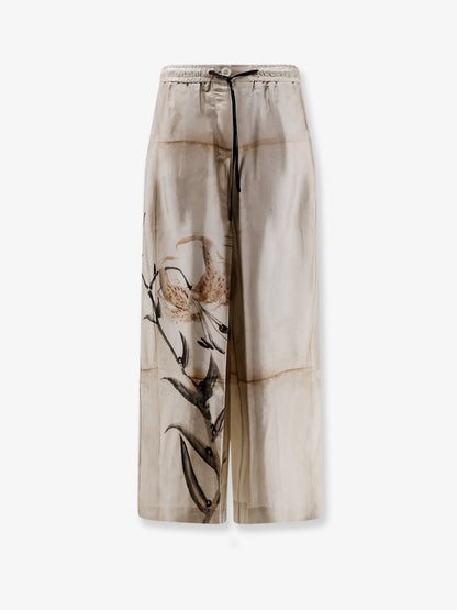Silk trousers with floral print thumbnail