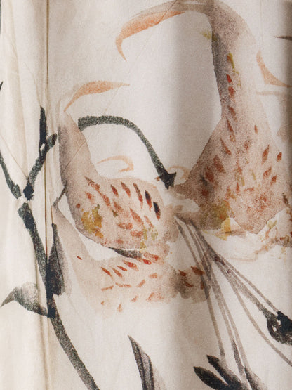 Silk trousers with floral print thumbnail