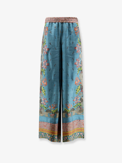 Silk trousers with multicolor print thumbnail
