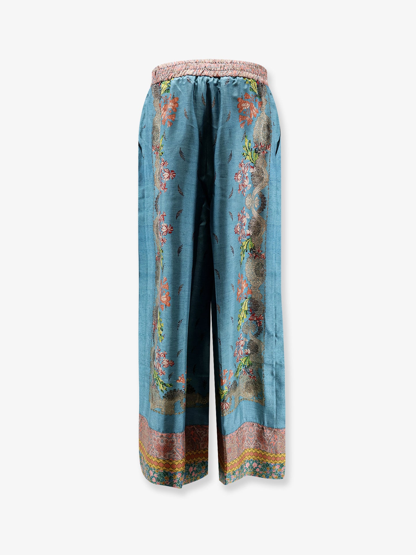 Silk trousers with multicolor print