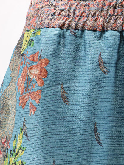 Silk trousers with multicolor print thumbnail