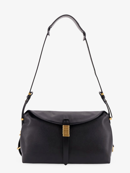 Borsa a spalla in pelle con dettaglio in metallo con logo inciso thumbnail