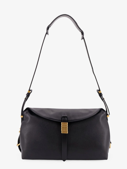 Borsa a spalla in pelle con dettaglio in metallo con logo inciso