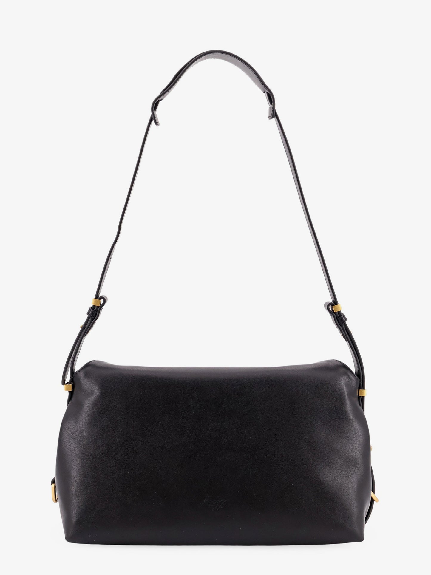 Borsa a spalla in pelle con dettaglio in metallo con logo inciso