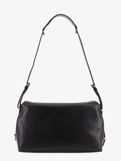 Borsa a spalla in pelle con dettaglio in metallo con logo inciso thumbnail
