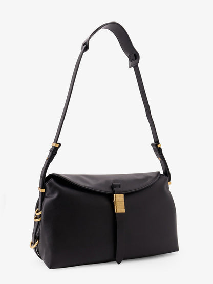 Borsa a spalla in pelle con dettaglio in metallo con logo inciso thumbnail