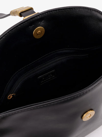 Borsa a spalla in pelle con dettaglio in metallo con logo inciso thumbnail