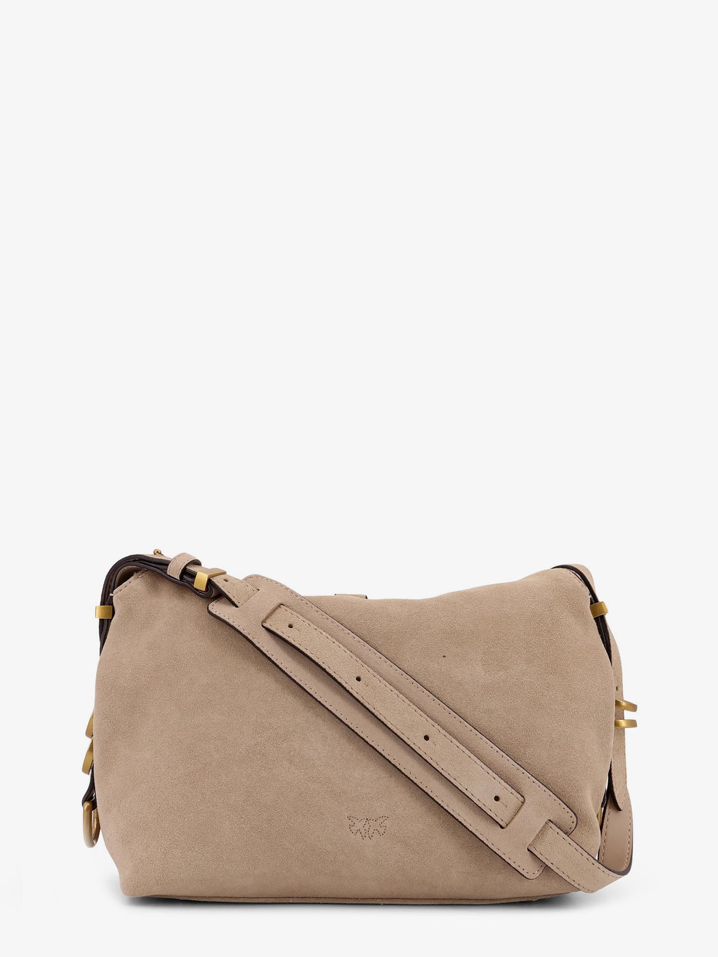 Leather shoulder bag with metal logo detail