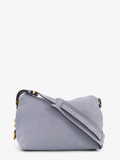 Suede shoulder bag with metal logo detail thumbnail