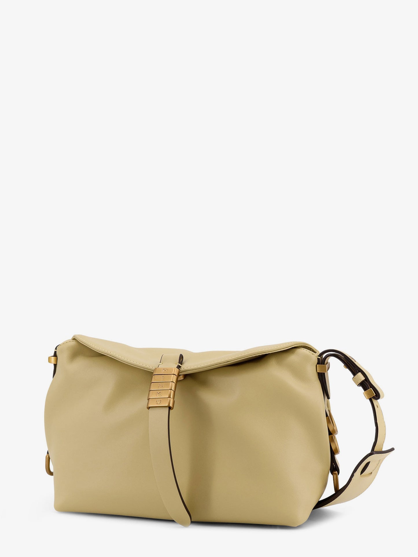 Leather shoulder bag with logo metal detail
