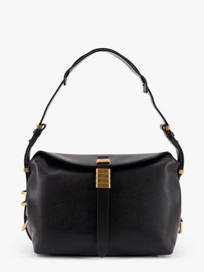 Leather shoulder bag with metal logo detail thumbnail
