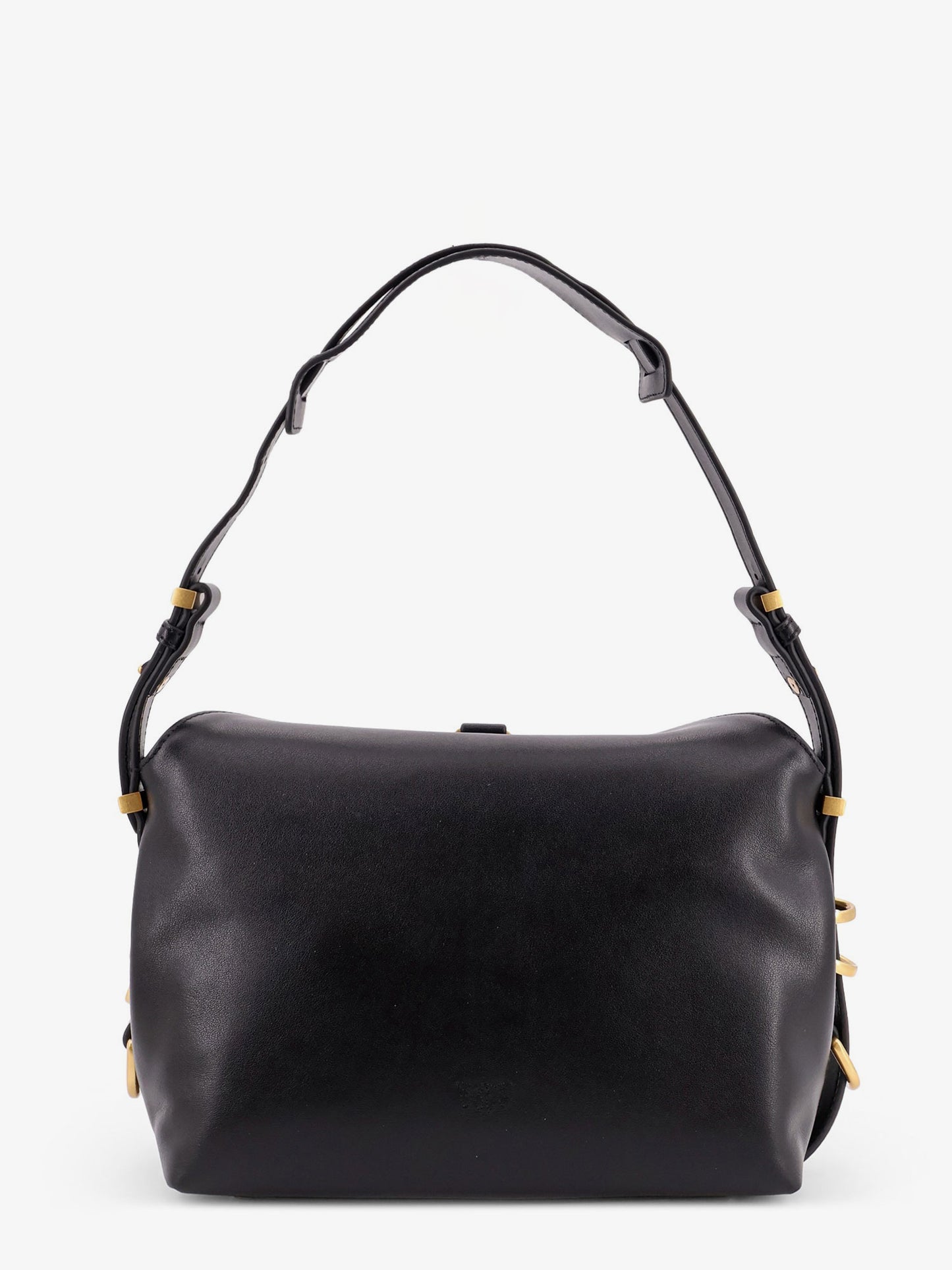 Leather shoulder bag with metal logo detail