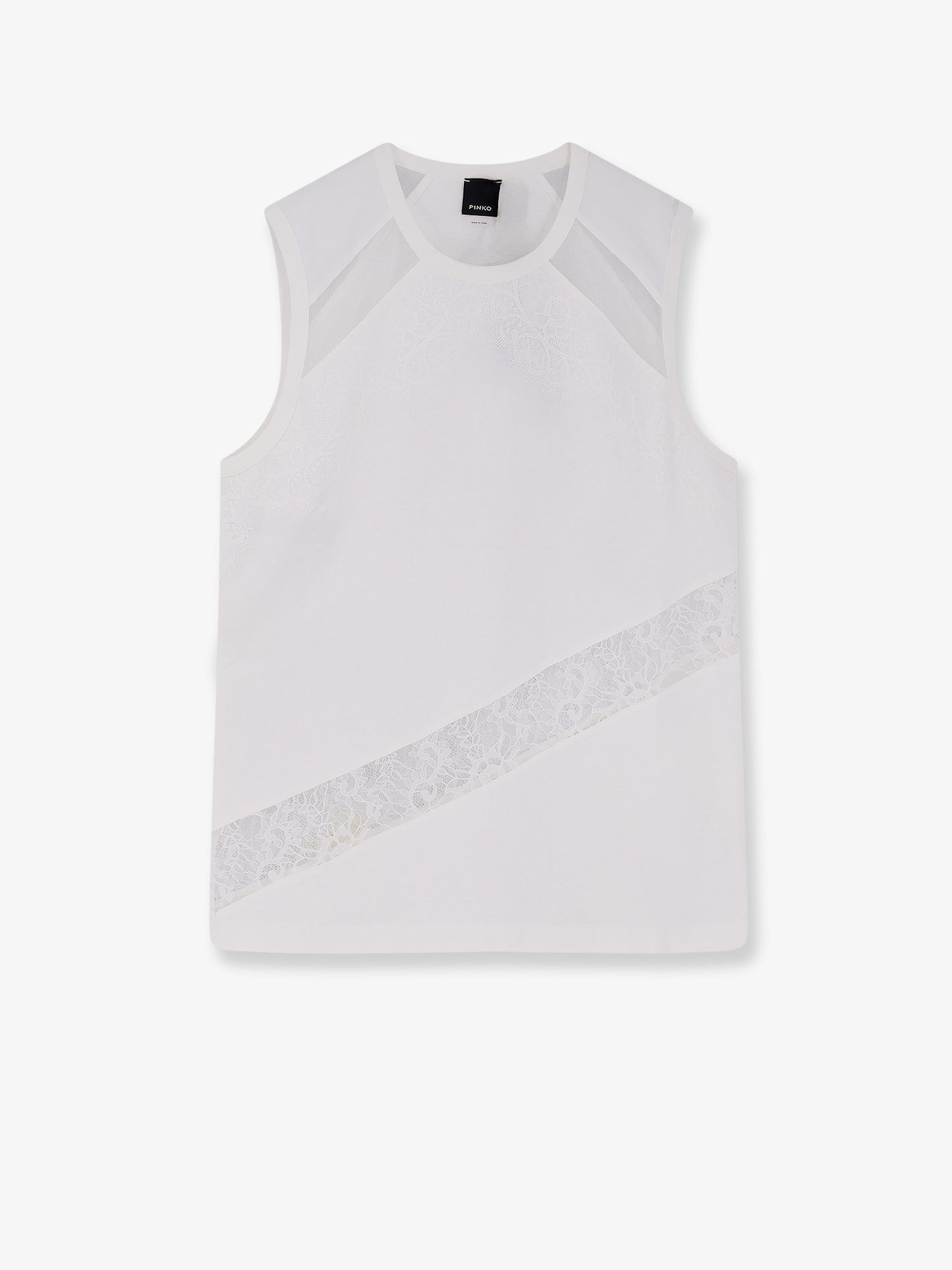 Molly cotton tank top with lace inserts