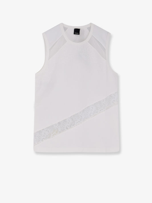 Molly cotton tank top with lace inserts