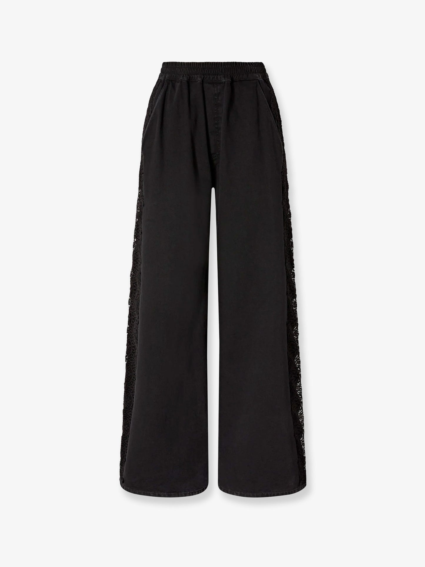 Pantaloni denim con dettaglio laterale in pizzo