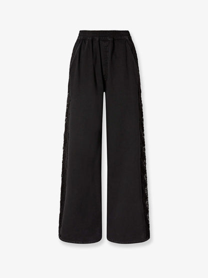 Pantaloni denim con dettaglio laterale in pizzo thumbnail