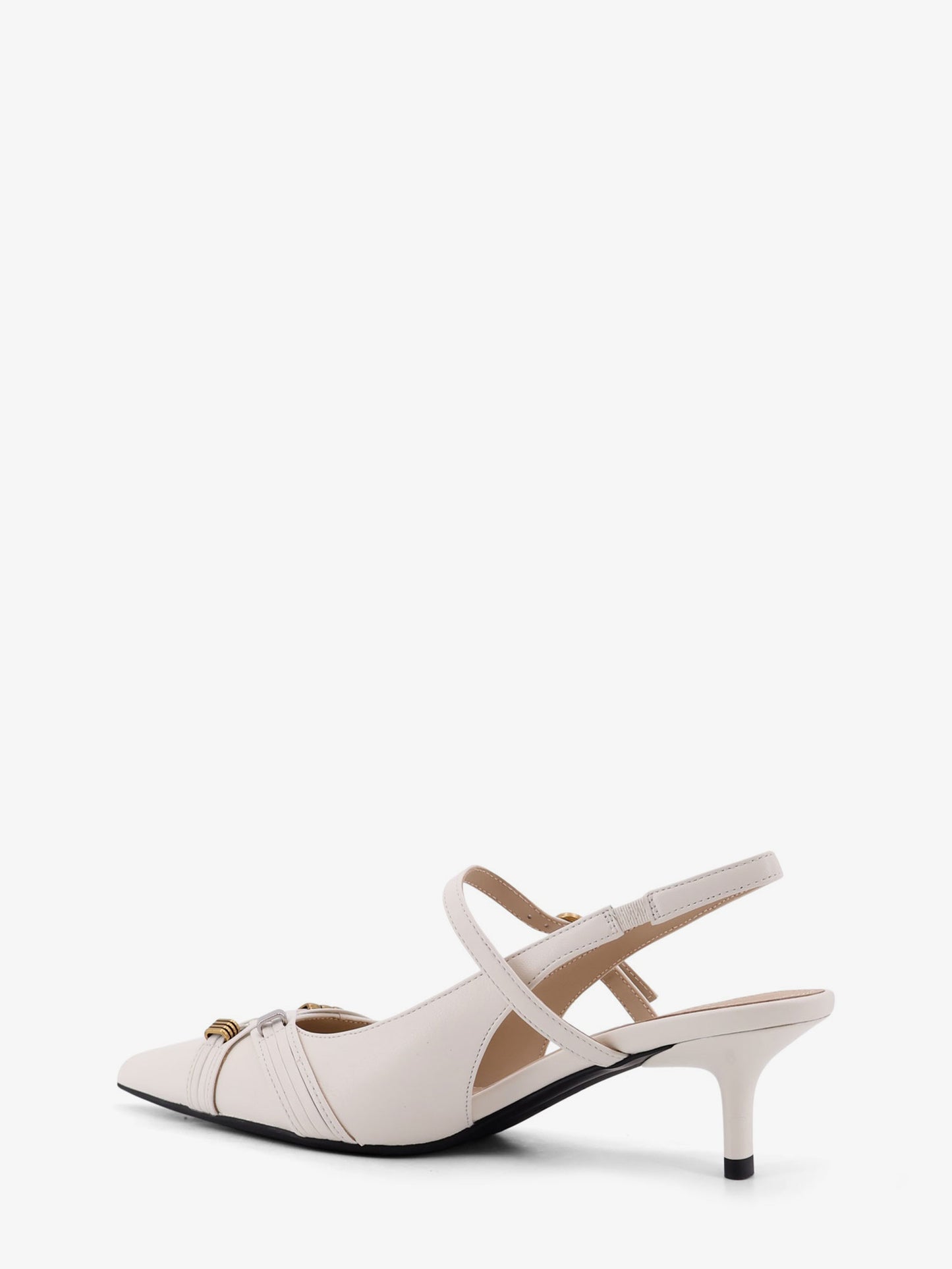 Gloria 18 leather pump with metal lettering detail