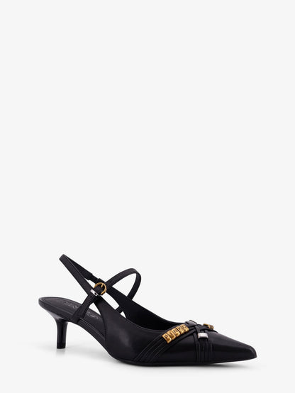 Gloria 18 leather pumps with metal lettering detail thumbnail