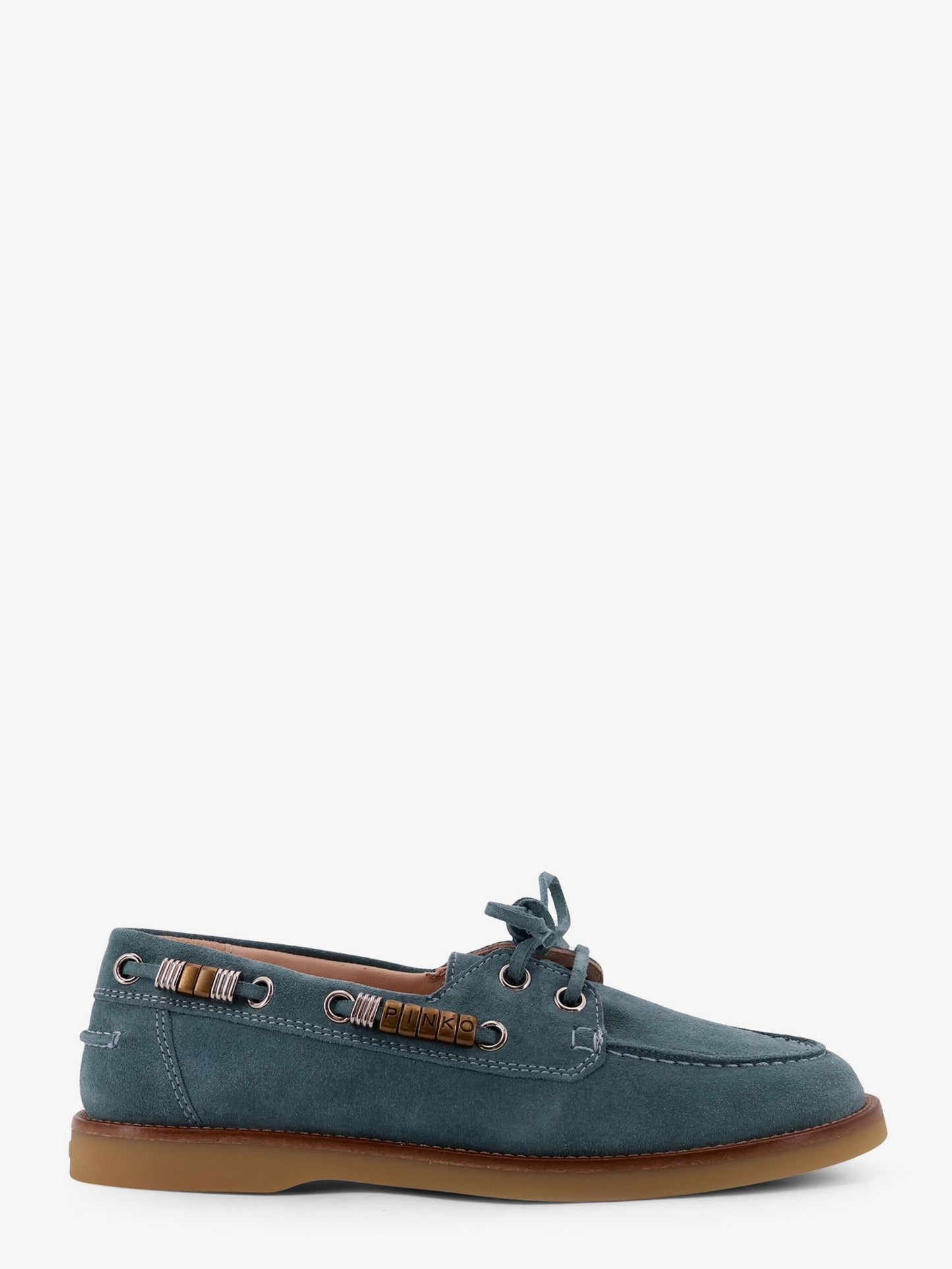 Grace suede loafers with metal lettering logo