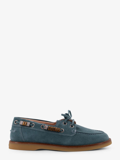 Grace suede loafers with metal lettering logo thumbnail