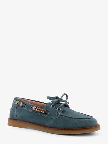 Grace suede loafers with metal lettering logo thumbnail