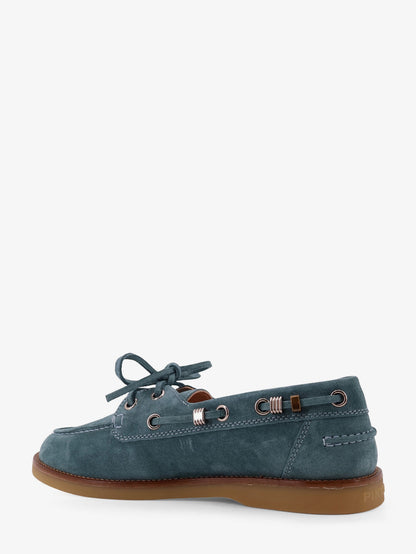 Grace suede loafers with metal lettering logo thumbnail