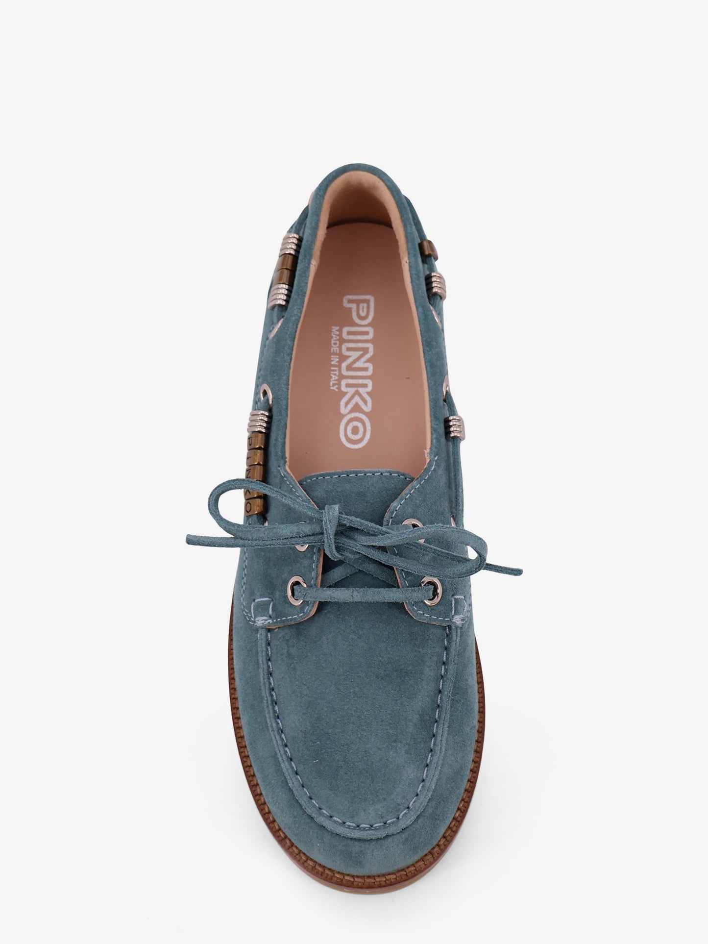 Grace suede loafers with metal lettering logo