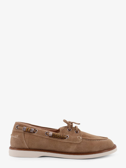 Grace suede loafers with metal lettering logo thumbnail