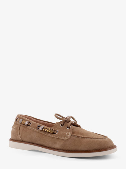 Grace suede loafers with metal lettering logo thumbnail