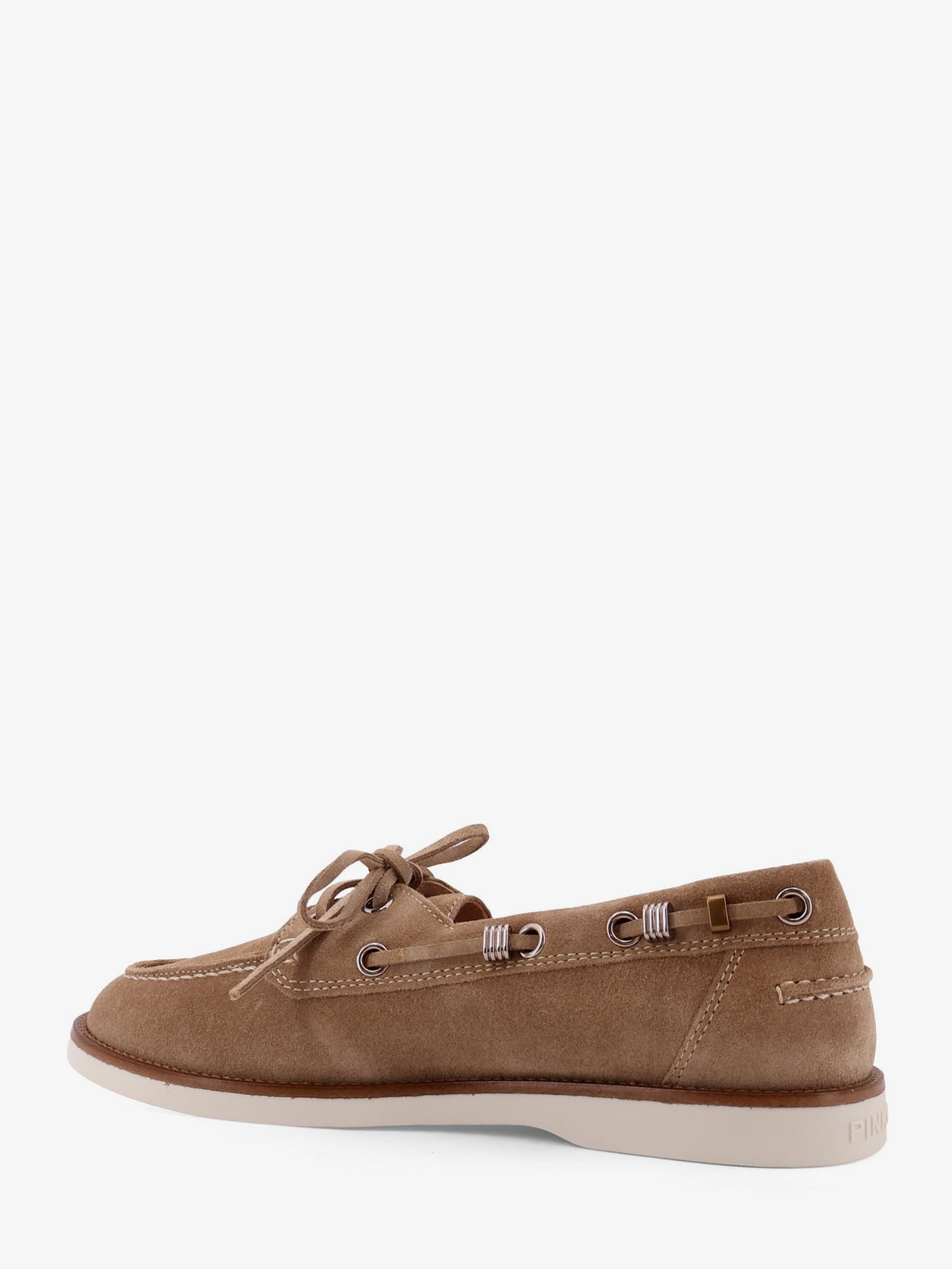 Grace suede loafers with metal lettering logo