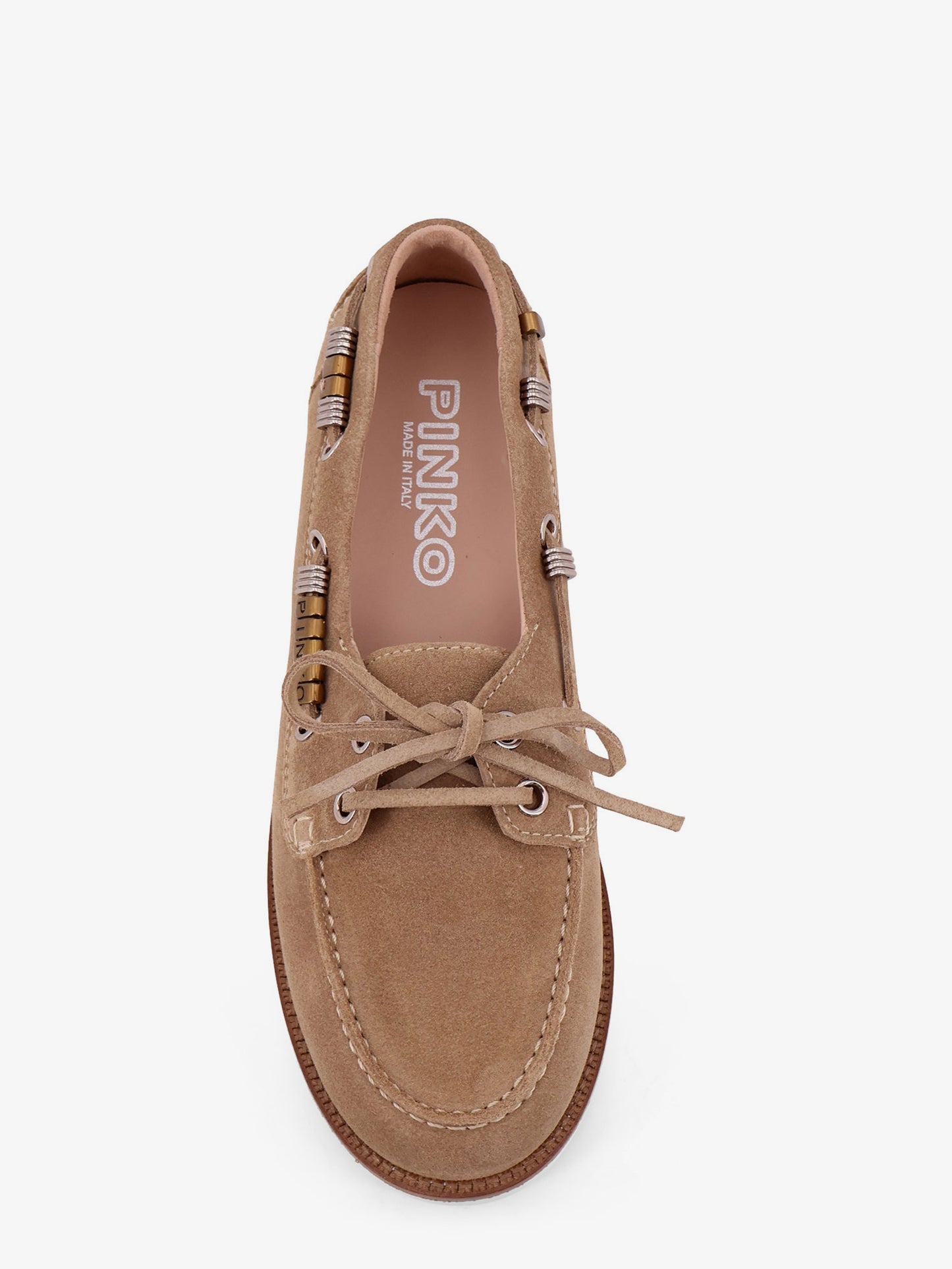 Grace suede loafers with metal lettering logo