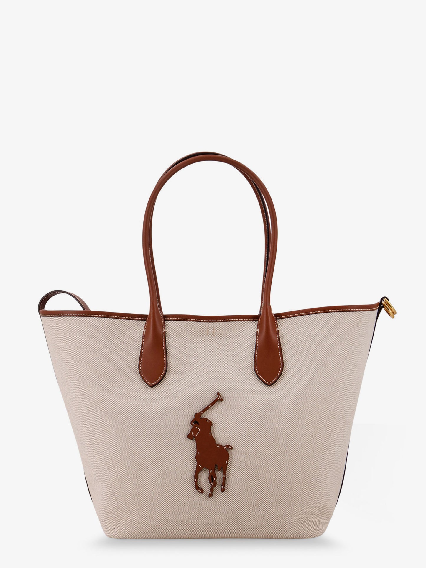 Canvas shoulder bag with front logo patch