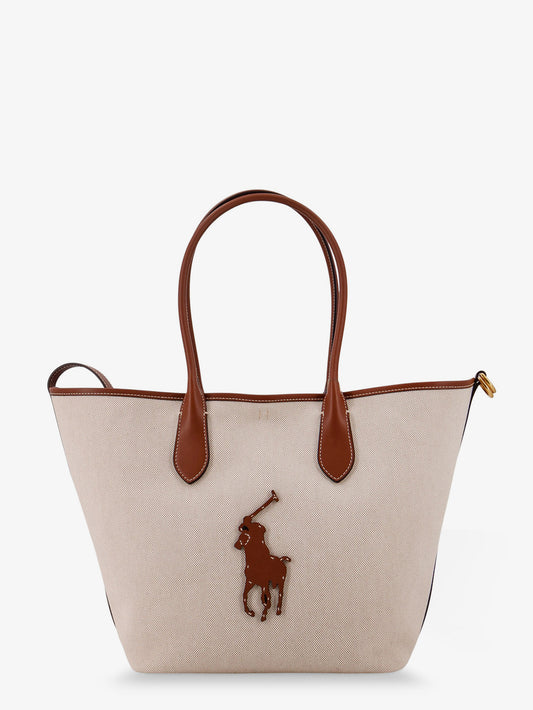 Canvas shoulder bag with front logo patch
