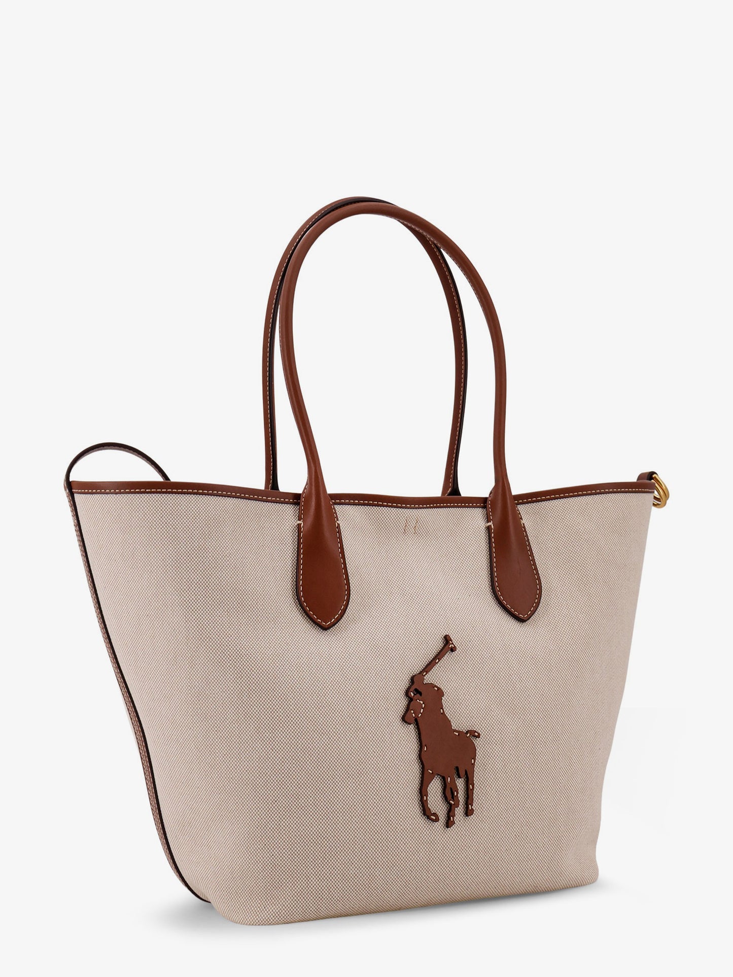Canvas shoulder bag with front logo patch