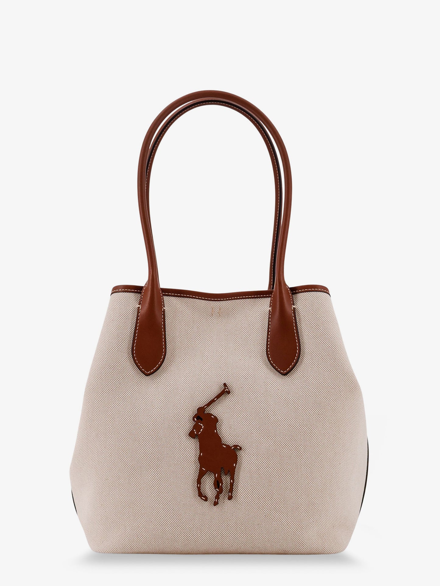 Canvas shoulder bag with front logo patch