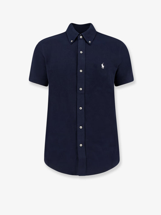 Cotton shirt with front embroidered logo