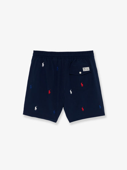 Nylon swim trunks with all-over embroidered logo thumbnail