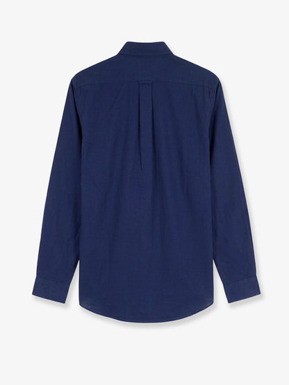 Camicia in lino con logo ricamato frontale thumbnail