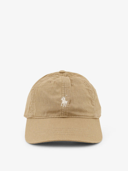 Cappello in lino con logo ricamato frontale thumbnail