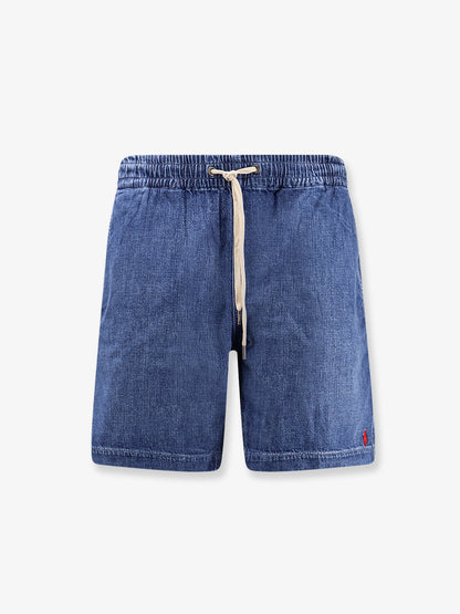 Denim Bermuda shorts with embroidered logo on the front thumbnail