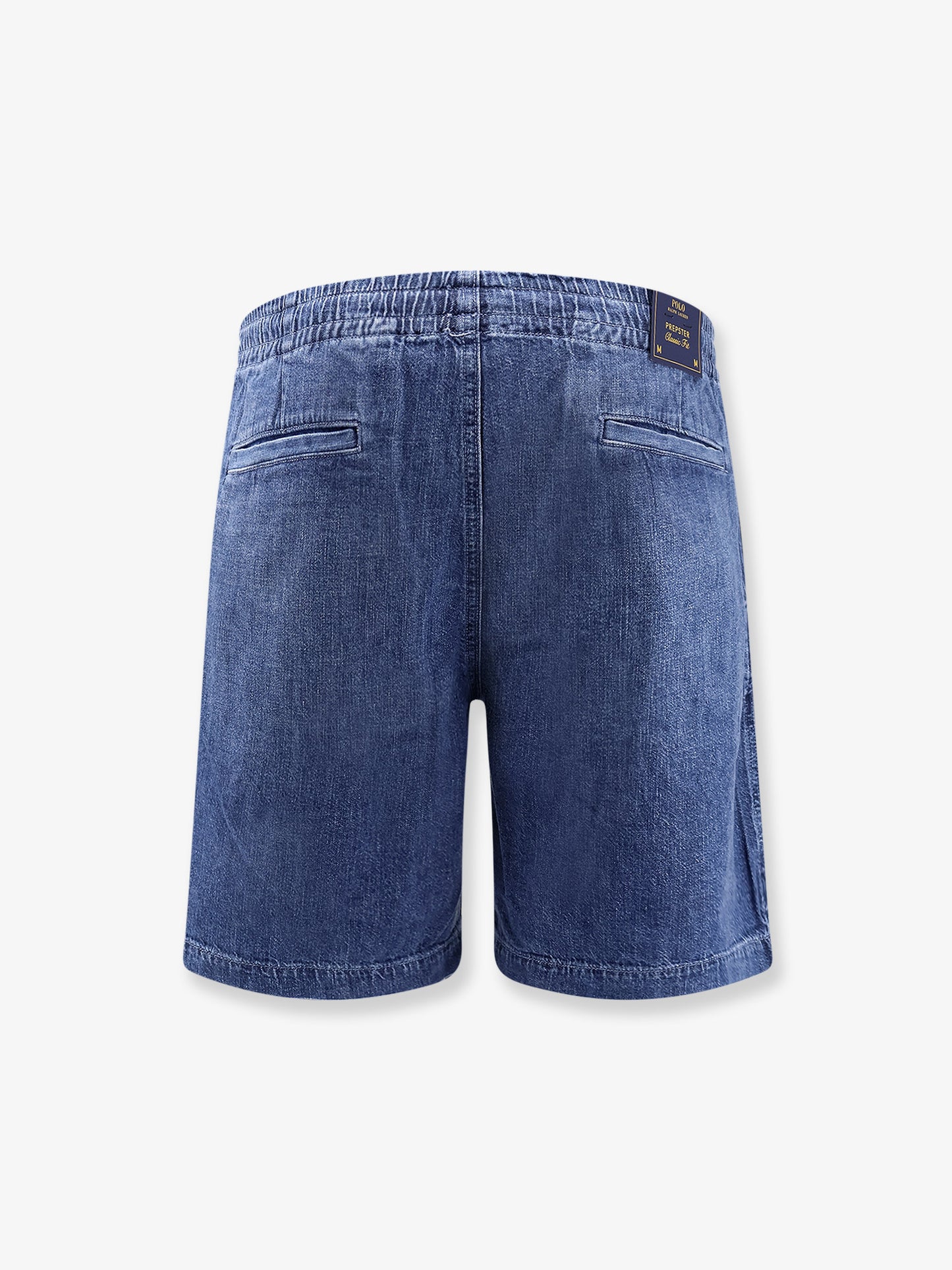 Denim Bermuda shorts with embroidered logo on the front