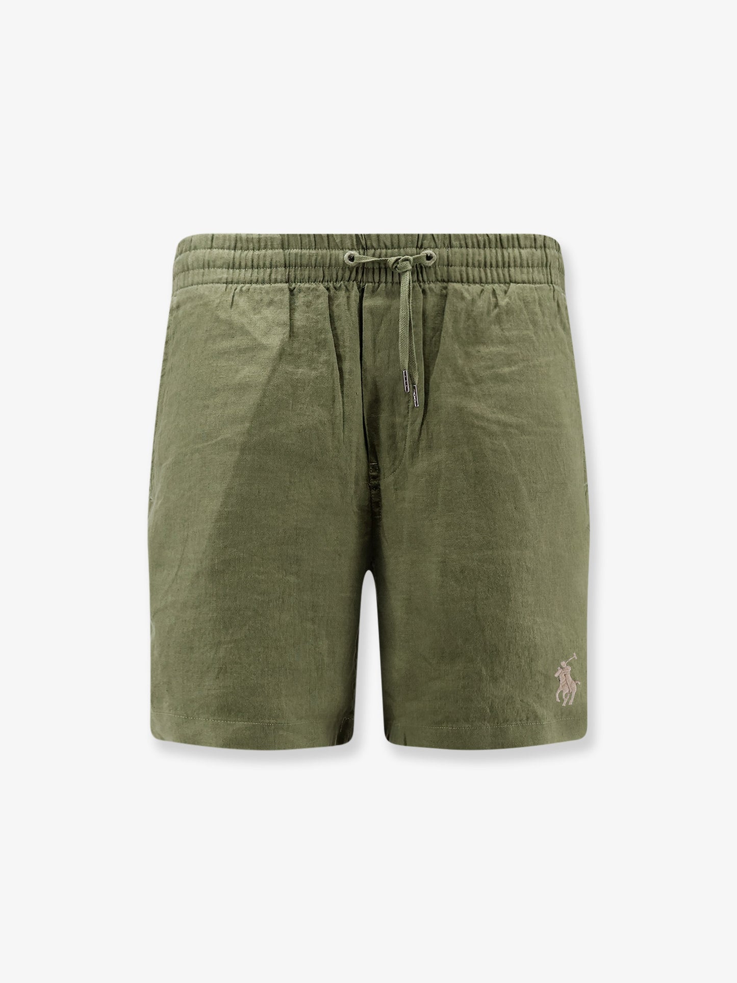 Linen bermuda shorts with embroidered logo