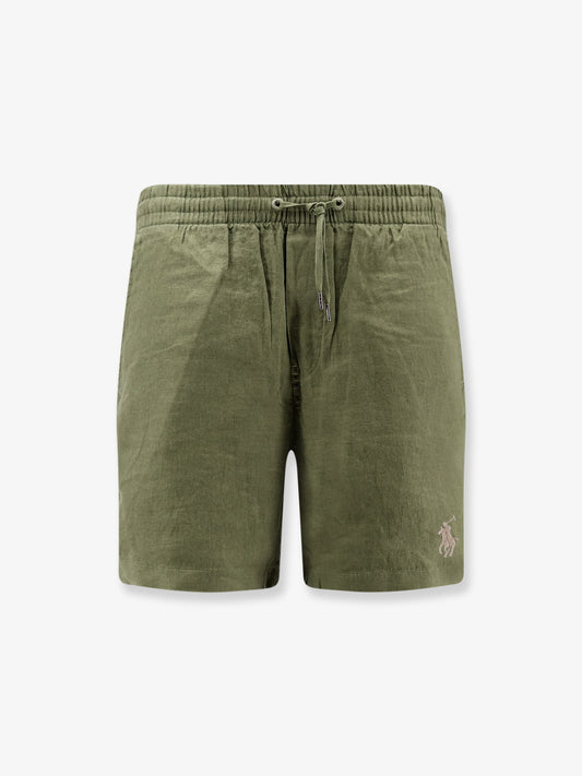 Linen bermuda shorts with embroidered logo
