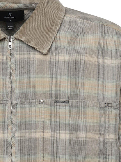Corduroy shirt with check motif thumbnail