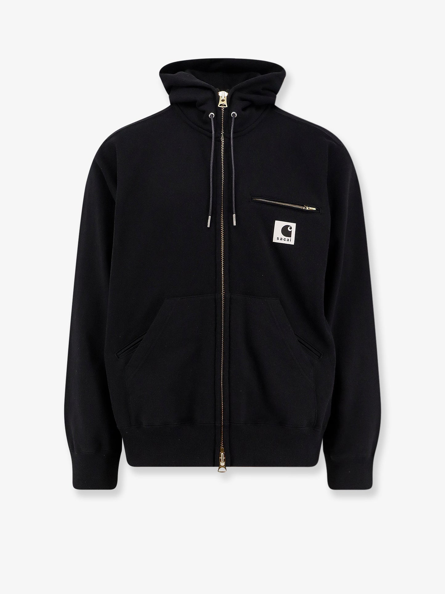 Cotton sweatshirt with double logo patch