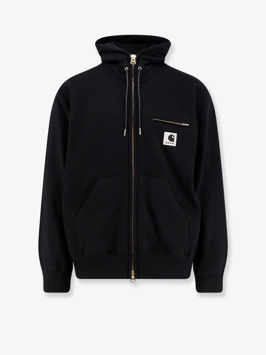 Cotton sweatshirt with double logo patch