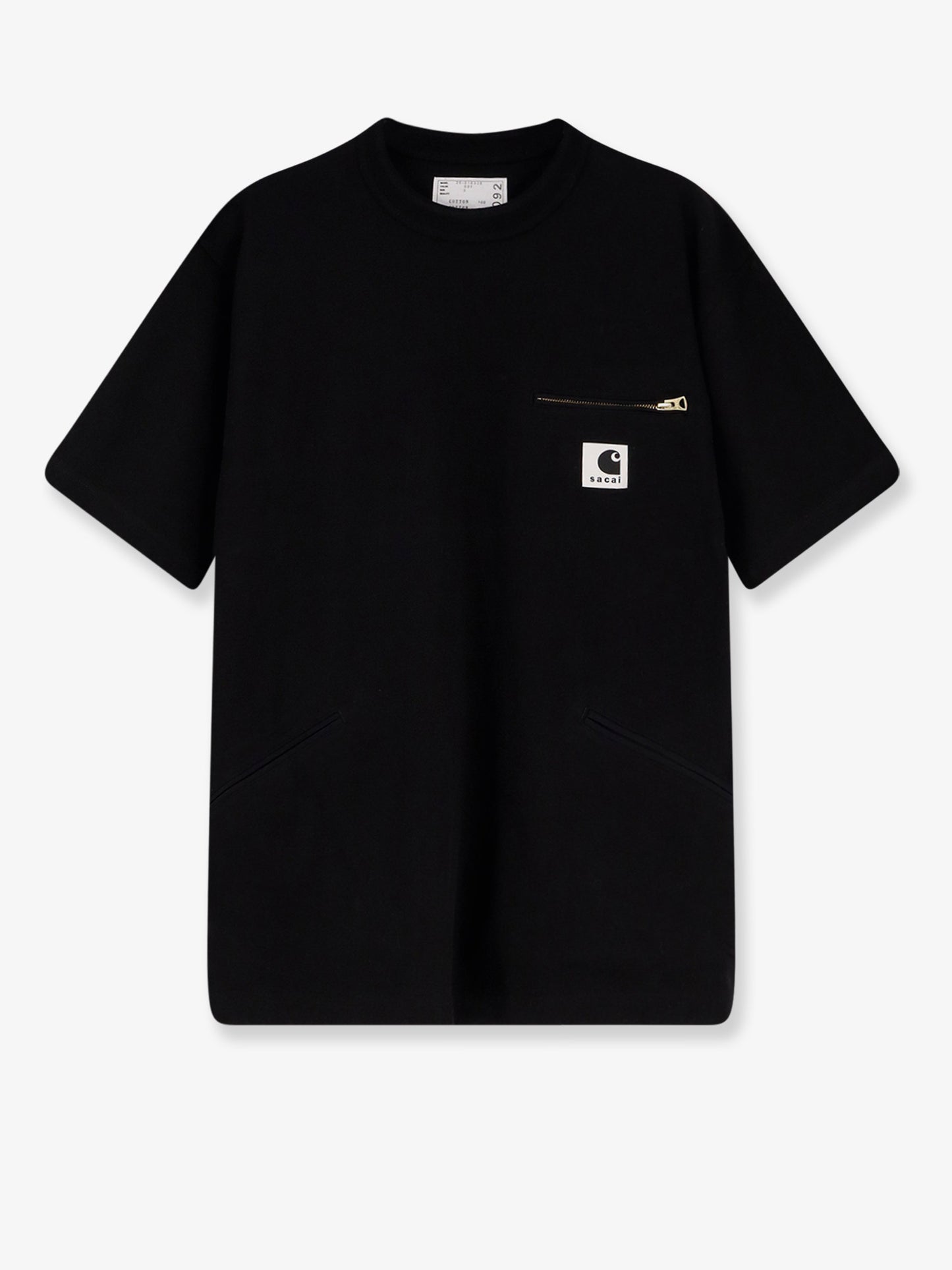 T-shirt in cotone con patch logo frontale