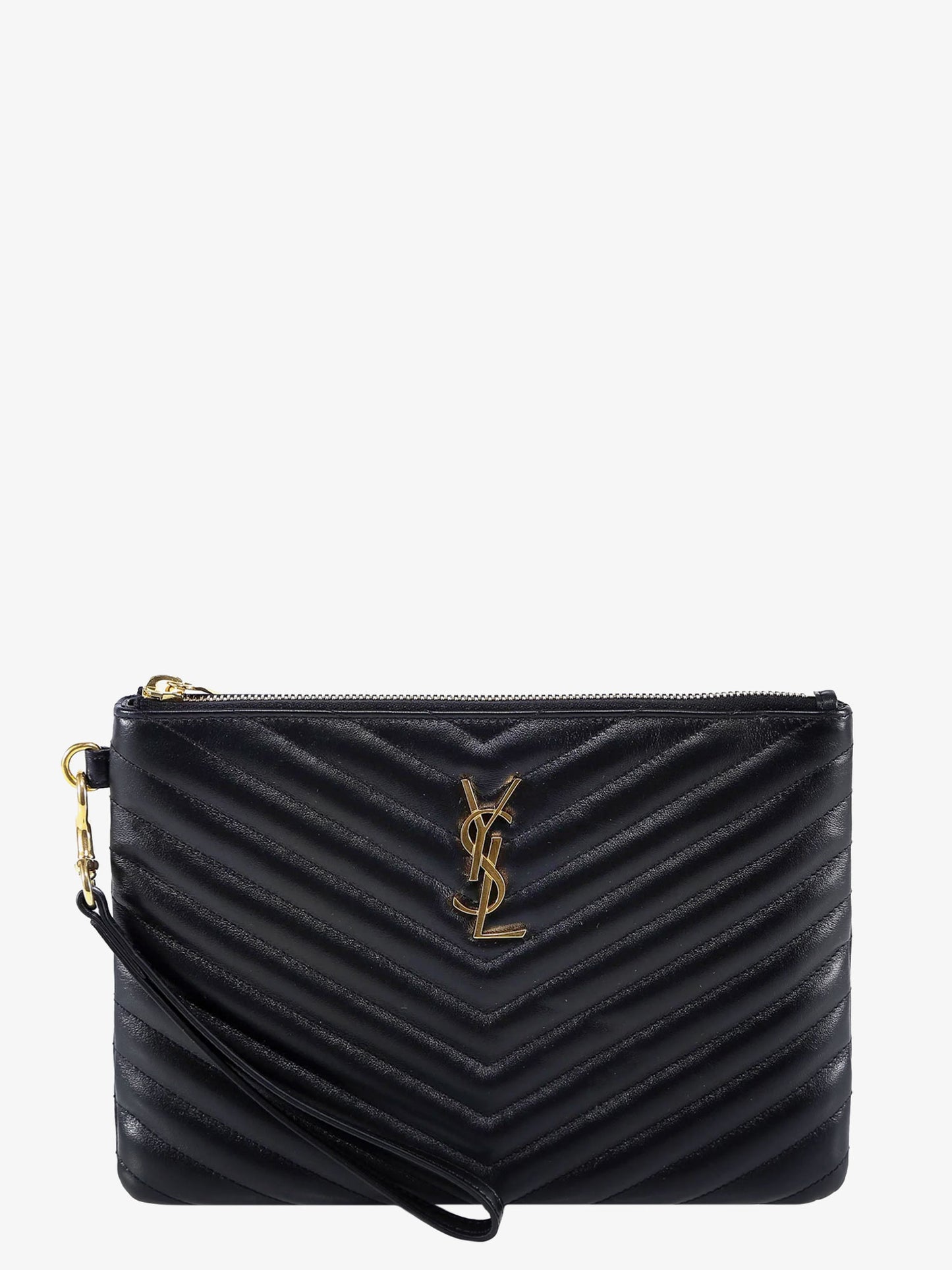 Quilted leather clutch